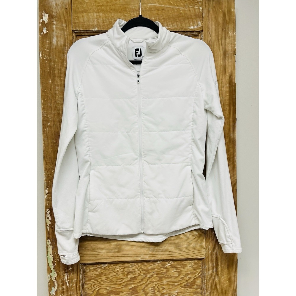 FootJoy FJ Ladies XS White Quilted Hybrid Golf Jacket Active Sporty Beach Resort